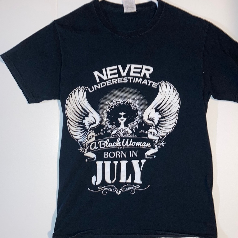 Black T-Shirt Black Woman Born in July